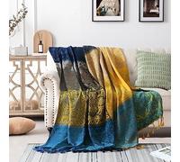 Edcooy Throws for Sofas, Colorful Chenille Tassels Woven Hippie Throw Blankets for Couch Bed Sofa Settees,Bohemian Fringe Tassels Decor Home (Blue, 150x200cm)…