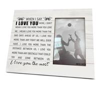 EDCTO 8X10 Inch Rustic Wooden Picture Frame, Wood Photo Frame Desk Decor, Long Distance Relationship Gift, When I Say I Love You More... I Love You More Than the Distance