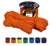 EDCX 4 mm Polyester Paracord 550 (15, 30 and 50 m) - 4 mm Type III, Tear-Resistant Parachute Cord for Survival Made of 100% Polyester with 7 Wires | Solid Colours (Carrot, 50 m)
