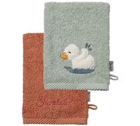 Edda Lou Duck Wash Mitts Plain Terry Cloth with Embroidery and Logo Lettering Set of 2