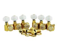 Eddaray 6 In-line Guitar Locking Tuners, 1:18 Gear Ratio Lock String Tuning Key Pegs Machine Heads Replacement, Gold, Pearl Button