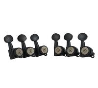 Eddaray 6 In-line Guitar Locking Tuners 6 Right Hand - Lock String Tuning Key Pegs Machine Heads Set with Oval Shaped Knob Replacement, (E-105SP, Black)