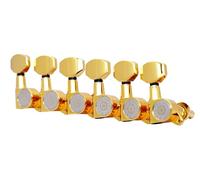 Eddaray 6 In-line Guitar Machine Heads 6 Right Hand - Sealed Tuning Key Pegs Tuners Set with Hexagonal Shaped Knob Replacement, (E-1001, Gold)