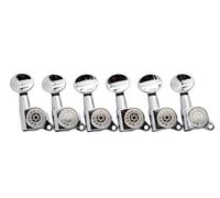 Eddaray 6 Inline Vintage Guitar Machine Heads - 1:15 Gear Ratio Sealed Tuning Key Pegs Tuners with Oval Shaped Button Replacement(E-1006, Chrome)