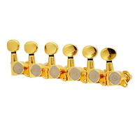 Eddaray 6 Inline Vintage Guitar Machine Heads - 1:18 Gear Ratio Sealed Tuning Key Pegs Tuners with Oval Shaped Button Replacement(E-1006, Gold)