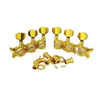 Eddaray Guitar Locking Tuners (3R + 3L) - 1:18 Gear Ratio Lock String Tuning Key Pegs Machine Heads Set with Hexagonal Shaped Knob Replacement, (E-107SP, Gold)