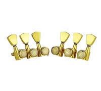 Eddaray Guitar Locking Tuners (3R + 3L) - 1:18 Gear Ratio Lock String Tuning Key Pegs Machine Heads with Tulip Shaped Knob Replacement Guitar Accessories (E-104SP, Gold)