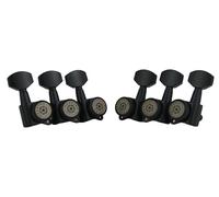 Eddaray Guitar Locking Tuners (3R + 3L) - Lock String Tuning Key Pegs Machine Heads Set with Hexagonal Shaped Knob Replacement, (E-107SP, Black)