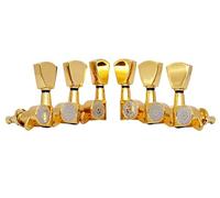 Eddaray Guitar Machine Heads (3R + 3L) - 1:15 Gear Ratio Sealed Tuning Key Pegs String Tuners Set with Tulip Shaped Knob Replacement (E-1004, Gold)