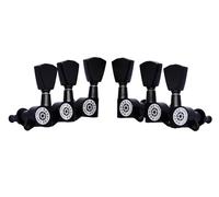 Eddaray Guitar Machine Heads (3R + 3L) - 1:15 Gear Ratio Sealed Tuning Key Pegs String Tuners Set with Tulip Shaped Knob Replacement (E-1004, Black)