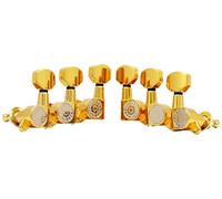 Eddaray Guitar Machine Heads (3R + 3L) - 1:18 Gear Ratio Sealed Tuning Key Pegs Tuners Set with Hexagonal Shaped Knob Replacement, (E-1001, Gold)