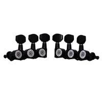 Eddaray Guitar Machine Heads (3R + 3L) - 1:18 Gear Ratio Sealed Tuning Key Pegs Tuners Set with Hexagonal Shaped Knob Replacement, (E-1001, Black)