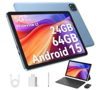 EDDBNi Android 15 Tablet 10.1 inch Tablet 2025 Latest Tablets with Keyboard Mouse 24GB+64GB 2TB Expand 6000mAh Octa-Core Processor Dual Camera WiFi 1280x800 IPS 18W Fast Charging