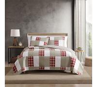 Eddie Bauer | 100% Cotton Reversible & Light-Weight Quilt Bedspread with Matching Shams, 3-Piece Bedding Set, Pre-Washed for Extra Comfort, Camano Island Red, Queen