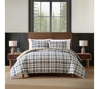 Eddie Bauer | 100% Cotton Soft and Cozy Premium Quality Plaid Duvet Cover Matching Pillowcases 3 Piece Bedding Set Machine Washable, Blue, King