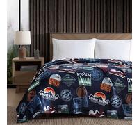 Eddie Bauer - Full/Queen Blanket, Ultra Plush Bedding, Lightweight Home Decor for All Seasons (EB Stamps Blue, Full/Queen)