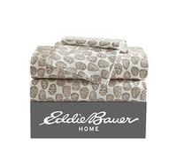 Eddie Bauer - Full Sheets, Cotton Flannel Bedding Set, Brushed for Extra Softness, Cozy Home Decor (Little Creek Pine Cone Beige, Full)