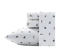 Eddie Bauer Home Sheets Cotton Percale Bedding Set, Crisp & Cool, Stylish Home Decor, 3 pcs, Twin, Fishing Flies White/Multi