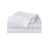 Eddie Bauer Home Sheets Cotton Percale Bedding Set, Crisp & Cool, Stylish Home Decor, King, Northern Plaid White/Grey