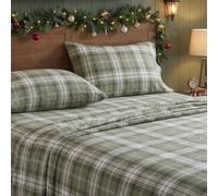 Eddie Bauer - King Bed Sheets, Cotton Flannel Bedding Set with Matching Pillowcases, Brushed for Extra Softness, Deep Pocket, Oeko-Tex Certified (Heartland Plaid Green)