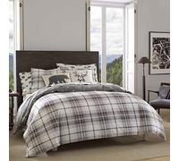 Eddie Bauer - King Duvet Cover Set, Cotton Reversible Bedding with Matching Shams, Plaid Home Decor for All Seasons (Alder Charcoal/Red, King)