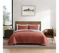 Eddie Bauer - King Quilt Set, Soft Reversible Bedding with Matching Shams, Fishing Inspired Home Decor (Troutdale Orange, King)