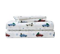 Eddie Bauer - King Sheets, Cotton Flannel Bedding Set, Brushed for Extra Softness, Cozy Home Decor (Winter Outing,4 pcs, King)