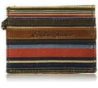 Eddie Bauer Men Pioneer Leather and Printed Cotton Canvas Money Clip Card Case Wallet (Assorted Graphics), Multi, One Size