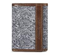Eddie Bauer Men Pioneer Leather and Printed Cotton Canvas Trifold Wallet (Assorted Graphics), Grey, One Size