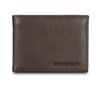 Eddie Bauer Men's Signature Logo Leather Flip ID Bifold Wallet, Brown, One Size