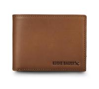 Eddie Bauer Men Signature Bifold Passcase Wallet, Leather-Brown, One Size