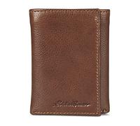 Eddie Bauer Men's Signature Logo Leather Trifold Wallet, Tan, One Size