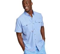 Eddie Bauer Men's Classic Fit UPF Guide 2.0 Short-Sleeve Shirt, Lapis, Large