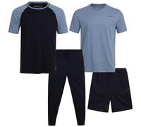 Eddie Bauer Mens Pajamas Set - 4Pc Lightweight Loungewear PJ Sleepwear Set | T-Shirts, Sweatpants, Shorts Pajama for Men