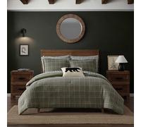 Eddie Bauer Naturally Soft Cotton Flannel Bedding w/Matching Pillowcases, Medium Weight for Year Round Use, Alpine Plaid Green, Queen