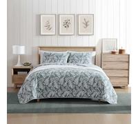Eddie Bauer - Queen Quilt Set, Reversible Cotton Bedding with Matching Shams, Wildflower Inspired Home Decor with Stripe Reverse (Fern Garden Green, Queen)