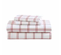 Eddie Bauer- Queen Sheet Set, Cotton Flannel Bedding Set,4 pcs, Brushed for Extra Softness, Cozy Home Décor (Westridge Plaid Orange, Queen)