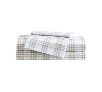 Eddie Bauer - Queen Sheet Set, Cotton Percale Bedding Set, Super Soft and Cozy Home Decor, Oeko-Tex Certified (Basic Plaid Beige, Queen)