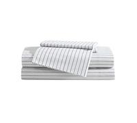Eddie Bauer - Queen Sheet Set, Cotton Percale Bedding Set, Super Soft and Cozy Home Decor, Oeko-Tex Certified (Ticking Stripe Grey, Queen)