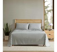 Eddie Bauer - Queen Sheet Set, Crisp & Cooling Sheets w/a Naturally Smooth Cotton Percale Lightweight Feel - Matching Pillowcases & Deep Pocket Fitted Sheet (Preston Check Green)