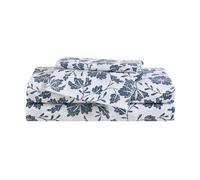 Eddie Bauer - Queen Sheet Set, Premium Cotton Percale Bedding Set, Floral Home Decor, Oeko-Tex Certified (Woodblock Floral Blue, Queen)