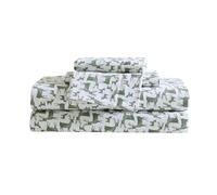 Eddie Bauer - Queen Sheets, Cotton Flannel Bedding Set, Brushed for Extra Softness, Cozy Home Decor, Oeko-Tex Certified (Deer Camp Green, Queen)