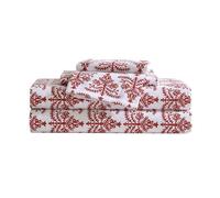 Eddie Bauer - Queen Sheets, Cotton Flannel Bedding Set, Brushed for Extra Softness, Cozy Home Decor, Oeko-Tex Certified (Jolly Trees Red, Queen)