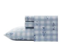 Eddie Bauer - Queen Sheets, Cotton Percale Bedding Set, Crisp & Cool Home Decor (Methow Plaid Blue, Queen)