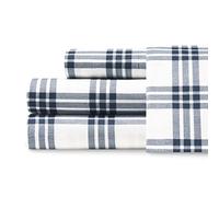 Eddie Bauer - Queen Sheets, Cotton Percale Bedding Set, Crisp & Cool Home Decor (Navy Plaid, Queen)