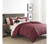 Eddie Bauer Reversible Bedding, Buffalo Home Decor for All Seasons, Cotton, Mountain Plaid Red, Twin