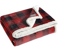 Eddie Bauer Reversible Bedding, Buffalo Plaid Home Decor for All Seasons, Fleece Sherpa Cotton. Red Check, Throw