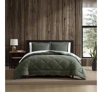 Eddie Bauer Reversible Microsuede Bedding with Matching Sham, Super Soft Home Décor, Oeko-Tex Certified, Big Lake Plaid Green, Full/Queen