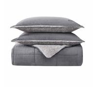 Eddie Bauer Reversible Sherpa Bedding with Matching Shams, Cozy & Warm Home Decor, Oeko-Tex Certified, 100% Polyester Fleece, Grey, Queen