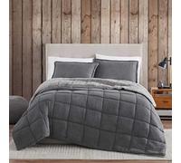 Eddie Bauer Reversible Sherpa Bedding with Matching Shams, Cozy & Warm Home Decor, Oeko-Tex Certified, Fleece, Grey, King